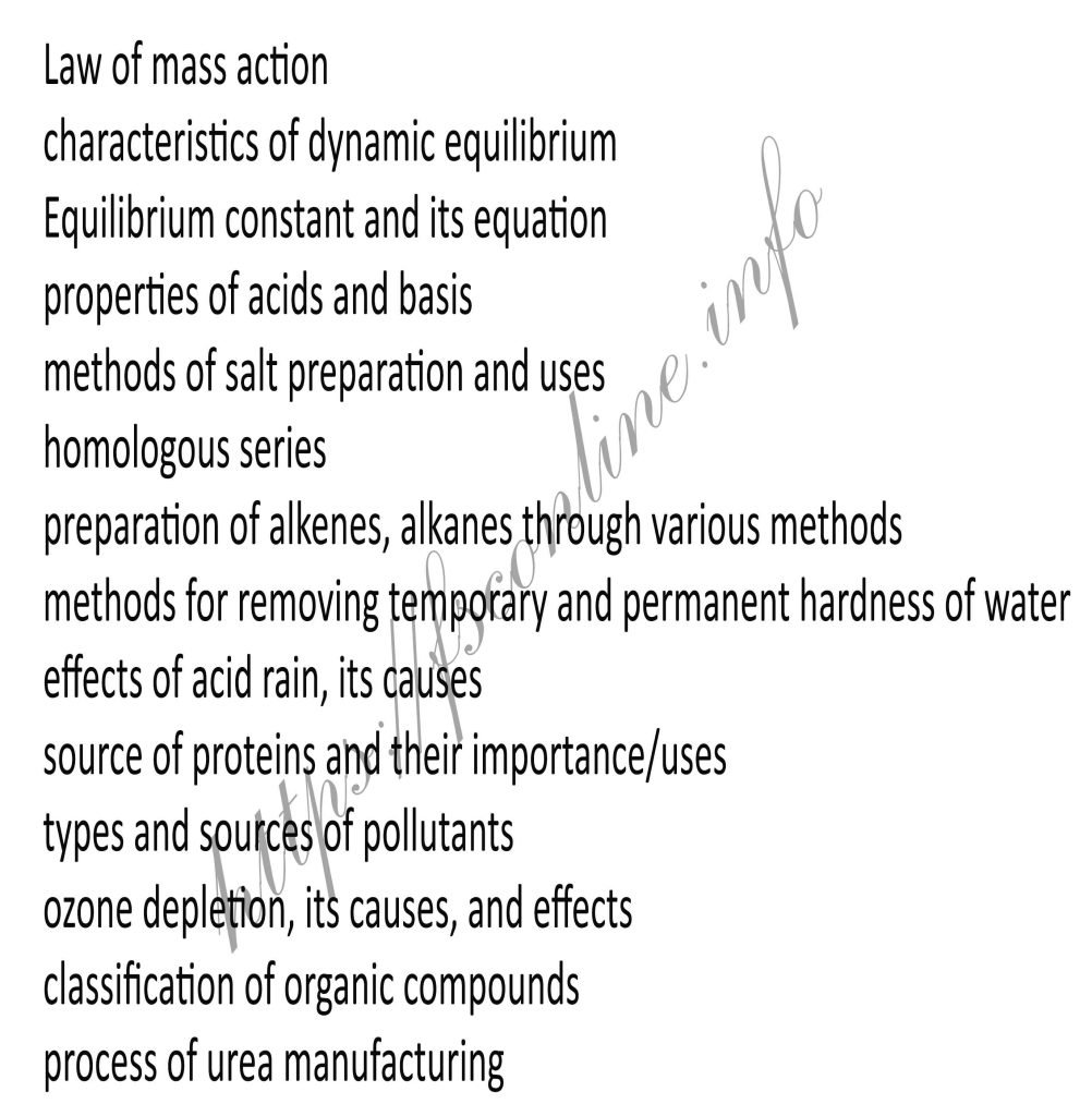 10th Class Chem GUess Paper