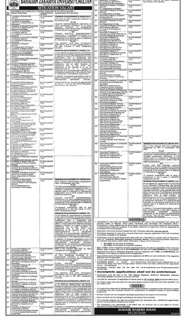 Bahauddin Zakariya University Multan jobs 2020 | How to Apply bzu jobs 2020