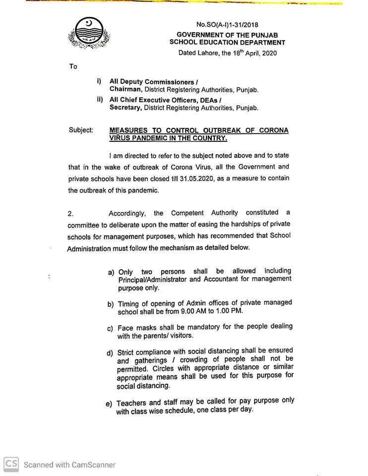 Punjab Private School Mechanism of Fees Collection & Salaries Mechanism Fees Collection in Private School