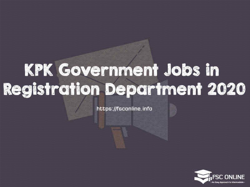 KPK Government Jobs in Registration Department 2020