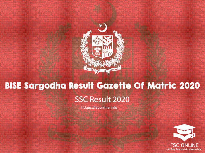 BISE Sargodha Result Gazette Of Matric 2020 | Sargodha Board Result