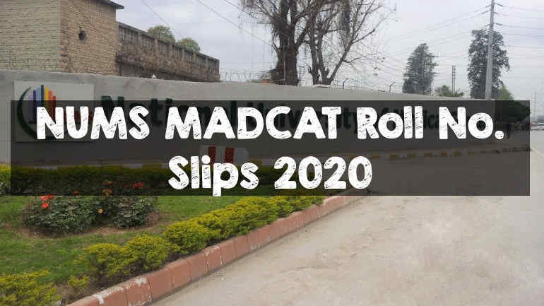 NUMS MDCAT Roll No. Slips 2020 | Download now NUMS MDCAT Roll-No. Slips 2020