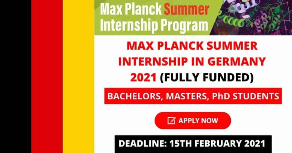 Max Planck Fully-Funded Internship 2021 in Germany | Apply Now