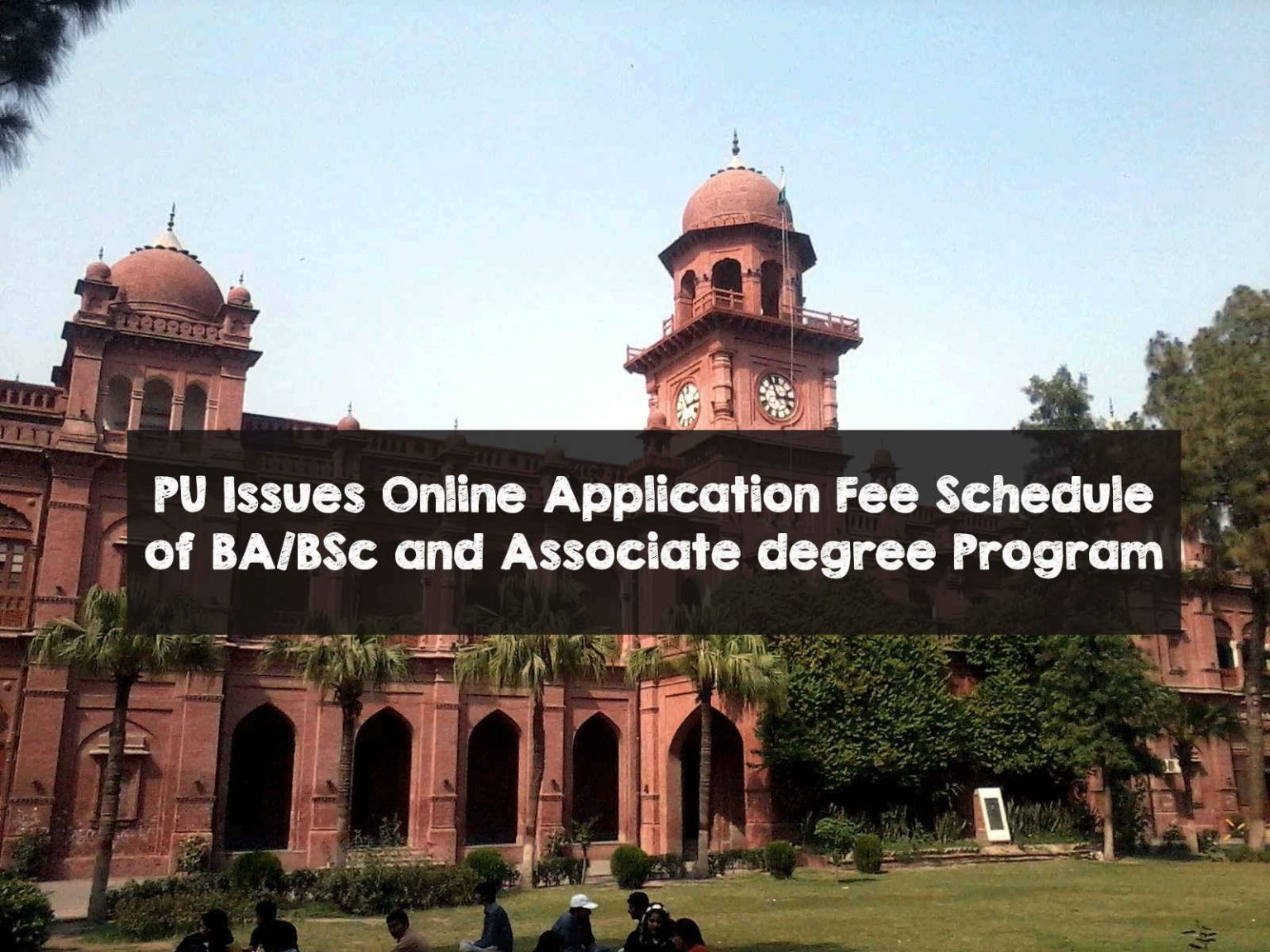 PU Issues Online Application Fee Schedule of BA/BSc and Associate degree Program