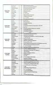 BZU MA/MSc Date Sheet