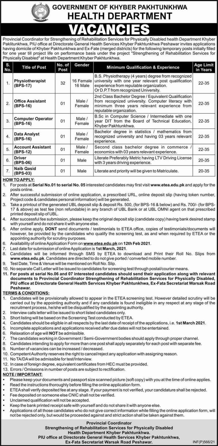 KPK Health Department Latest February Jobs 2021 | Apply Now KPK Health Department Latest February Jobs 2021 | Apply Now