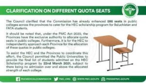 PMC Increased Public Colleges Seats Across Pakistan For HEC Scholarship