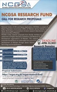 HEC National Center of GIS and Space Application (NCGSA) 2021 Research Proposals