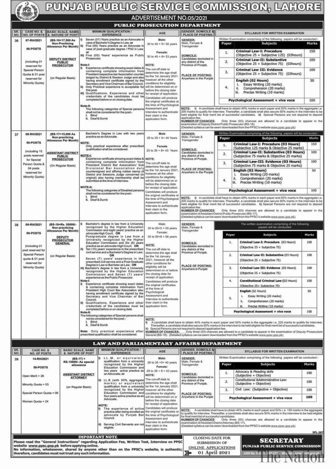 Punjab Public Service Commission (PPSC) Latest Jobs Advertisement No 05/2021 | Apply Now