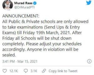 Punjab Government Allowed Schools to Take Exam Till Friday