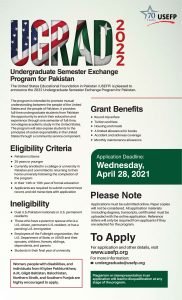 USEFP Undergraduate Semester Exchange Program 2022 For Pakistan