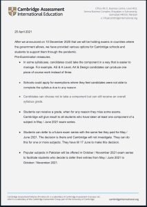 Cambridge Issued CAIE Pre-Examination Measurements to Assist Students