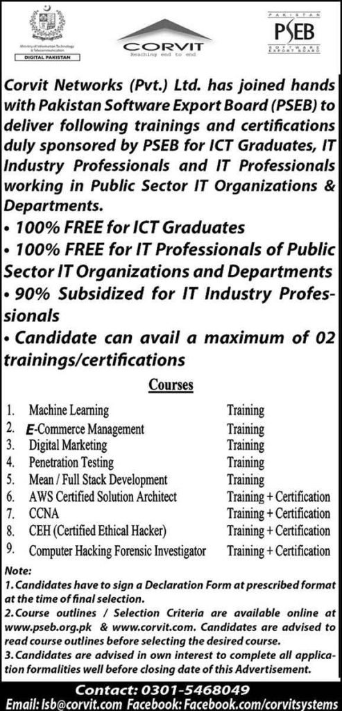 Corvit Networks Private Limited Islamabad Offer Training Courses Programme Corvit Networks Private Limited Islamabad Offer Training Courses Programme