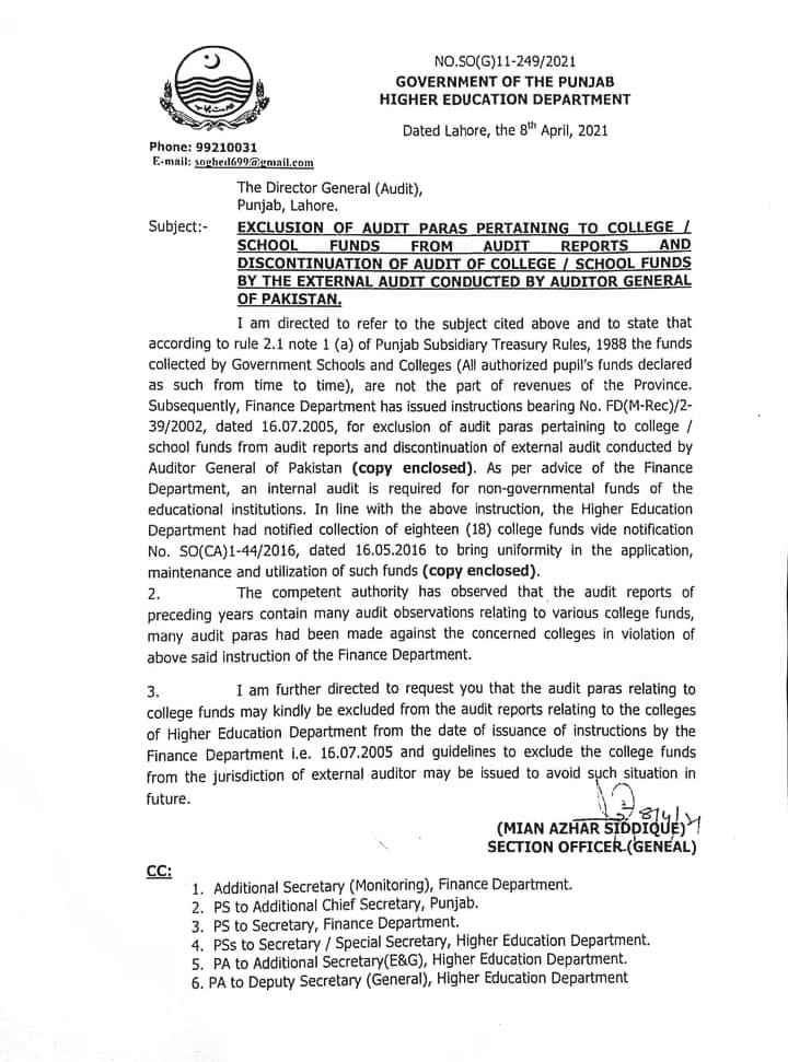 HED Notification About Exclusion of Audit Para For College and Schools Funds HED Notification About Exclusion of Audit Para For College and Schools Funds