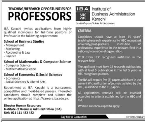 Institute of Business Administration Karachi Latest Jobs 2021 | Apply Now Institute of Business Administration Karachi Latest Jobs 2021 | Apply Now