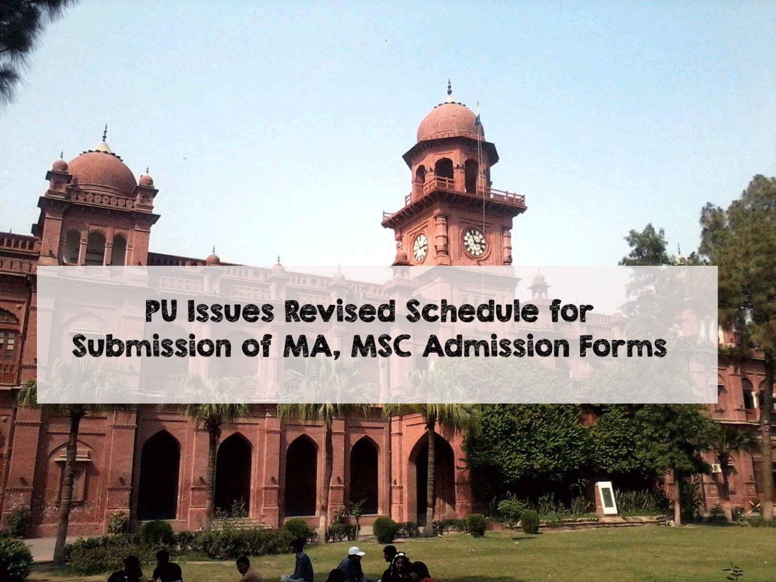 PU Issues Revised Schedule for Submission of MA, MSC Admission Forms