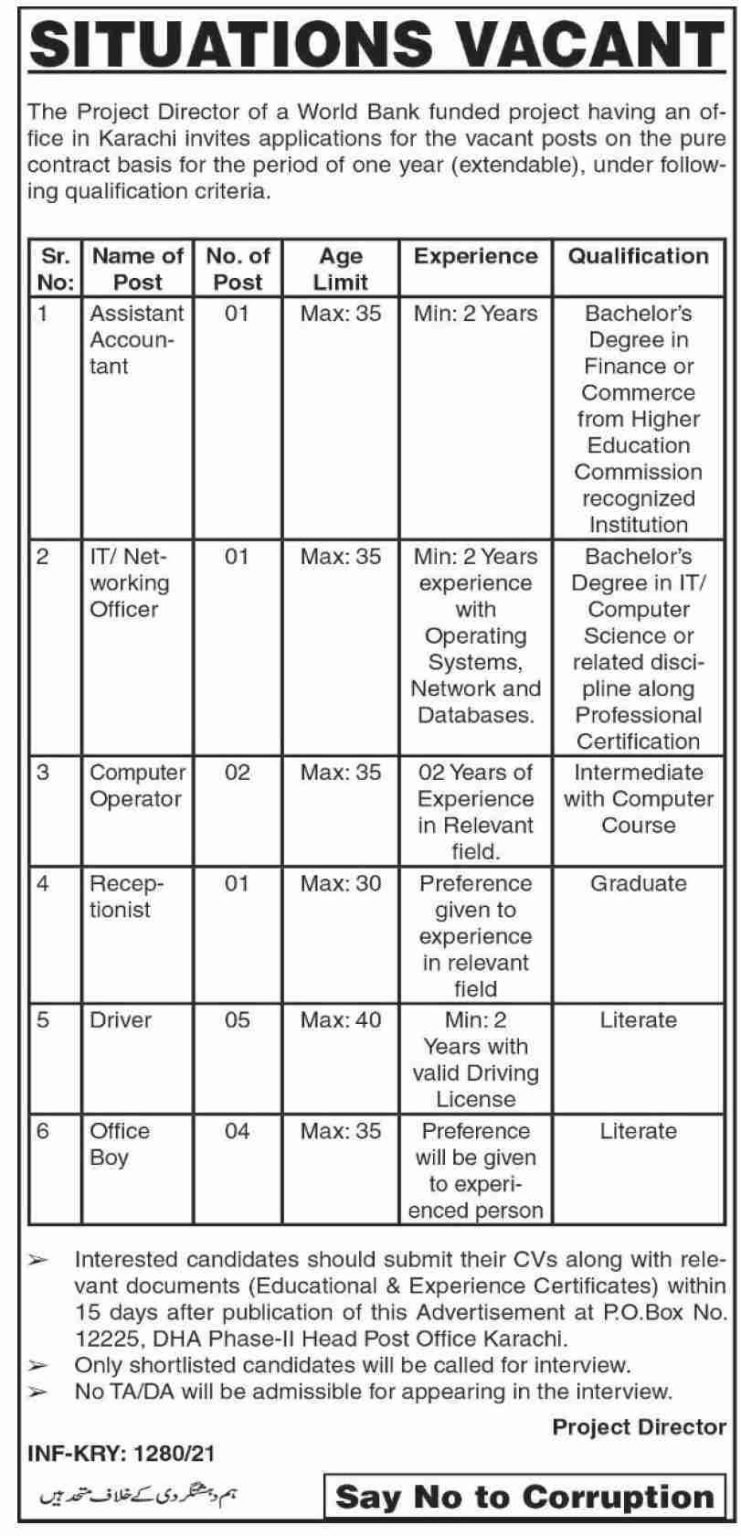 World Bank Funded Project Latest Jobs 2021 | Apply Now World Bank Funded Project Latest Jobs 2021 | Apply Now