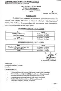 Government Announced Revised Office Timings After Ramadan 2021