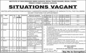 Institute of Sindh Diseases Karachi Latest Jobs 2021 | Apply Now