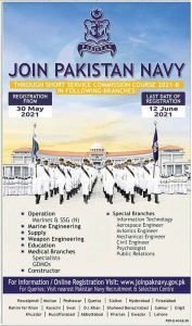 Join Pak Navy by Short Service Commission Course 2021-B | Apply Now