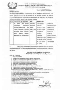 KPK Announced to Reopen Educational Institute in Staggered Manner