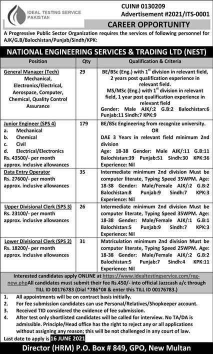 National Engineering Services & Trading LTD (NEST) Latest Jobs 2021 National Engineering Services & Trading LTD (NEST) Latest Jobs 2021