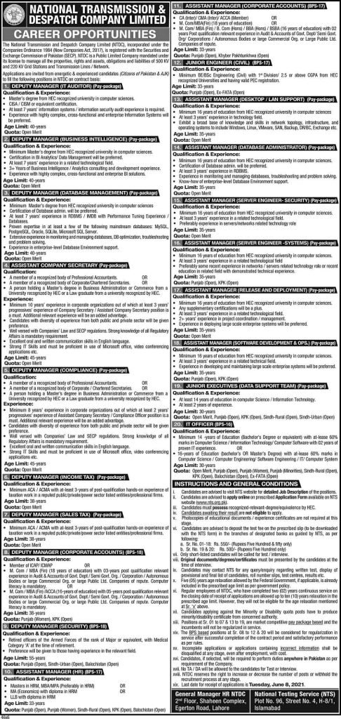 National Transmission & Dispatch Company Latest Jobs 2021 | Apply Now National Transmission & Dispatch Company Latest Jobs 2021 | Apply Now