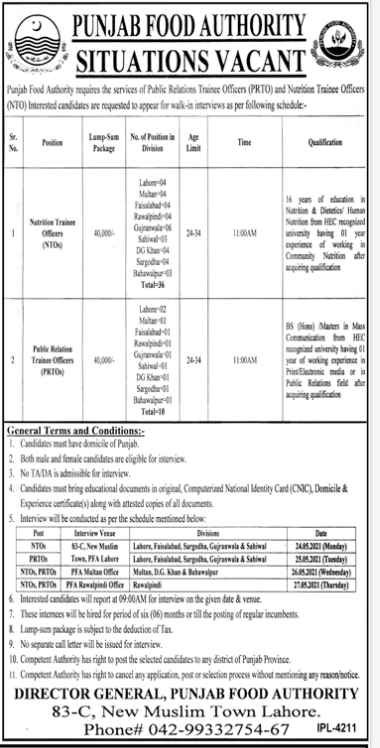 Punjab Food Authority Latest Jobs 2021 | Apply Now Punjab Food Authority Latest Jobs 2021 | Apply Now