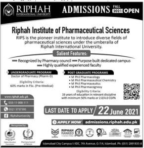 Riphah International University Islamabad Admissions 2021 | Apply Now