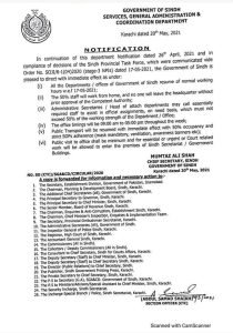 Sindh Government Latest Notification About Office Timings