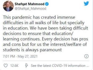 Shafqat Mahmood Tweet