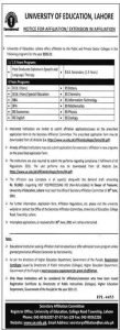 University of Education Notice For the Affiliation of Institutes