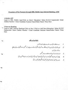 Gujranwala Board Issued Online Fee Payment Guidelines