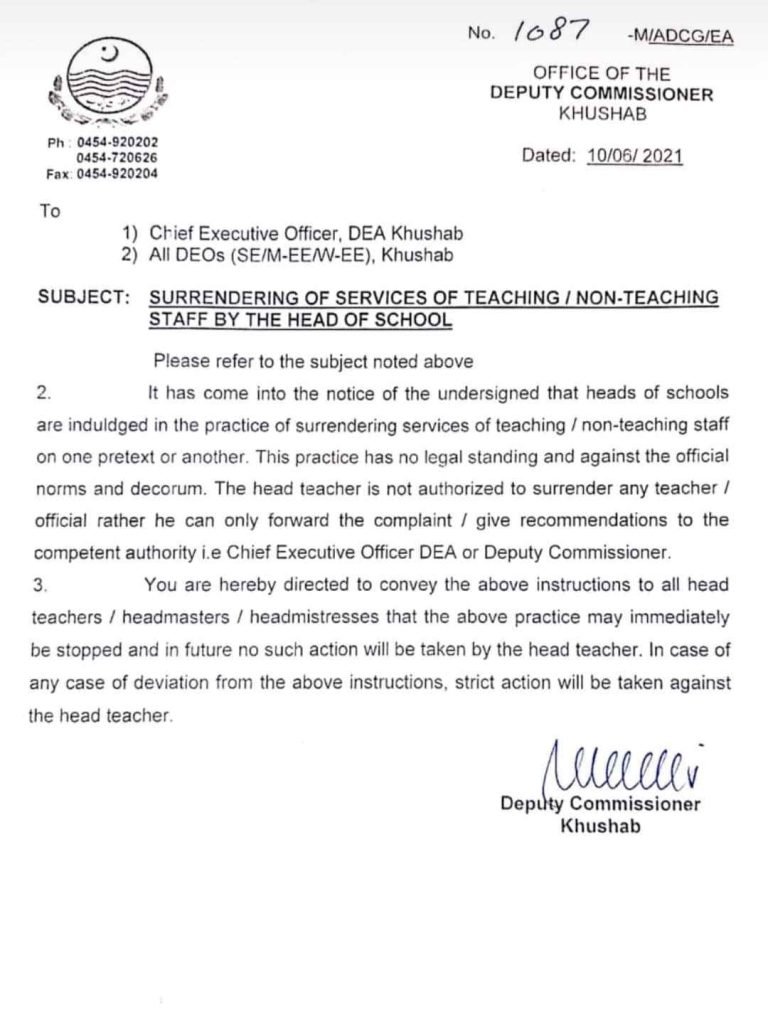 Notification Regarding the Warning of School Heads