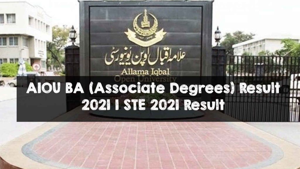 AIOU BA (Associate Degrees) Result 2021 | STE 2021 Result