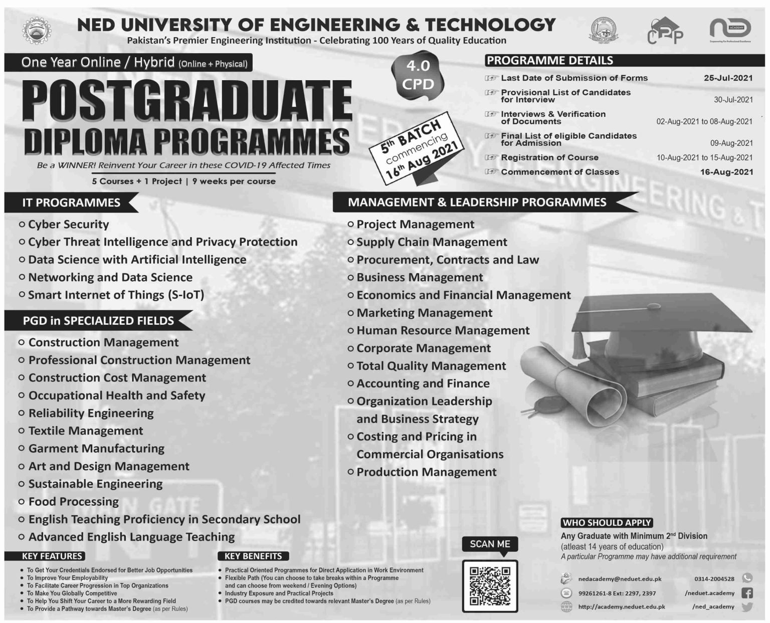 NED University of Engineering and Technology Karachi Admissions Open 2021