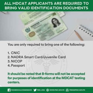 PMC Notification Regarding the MDCAT 2021 Guidelines for Candidates