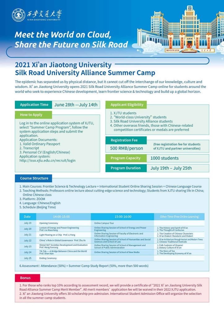 Xian Jiaotong University Summer Camp 2021 | Apply Now