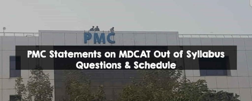 PMC Statements on MDCAT Out of Syllabus Questions & Schedule