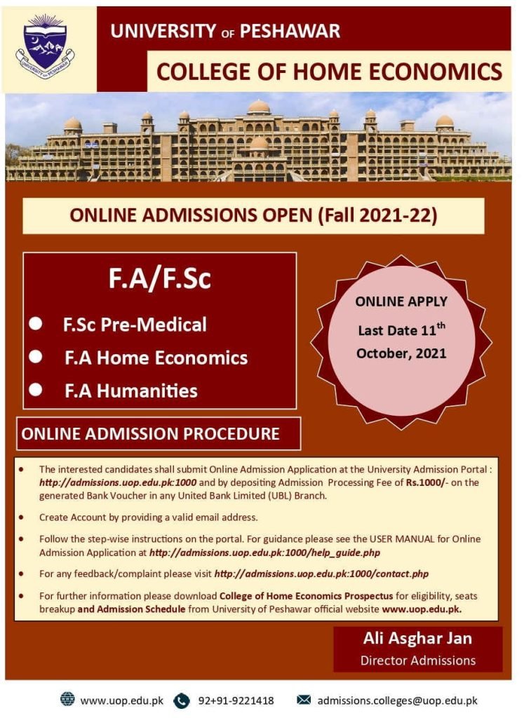 UoP Announces Admission for FA/FSc Programs for Session 2021 | Apply Now UoP Announces Admission for FA/FSc Programs for Session 2021 | Apply Now