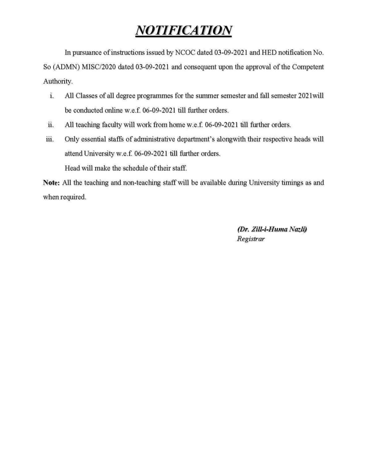 GCWUF Issue Notification Regarding the Closure of Institute