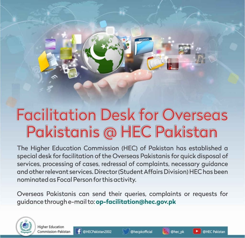 HEC Created Facilitation Desk for Overseas Pakistanis