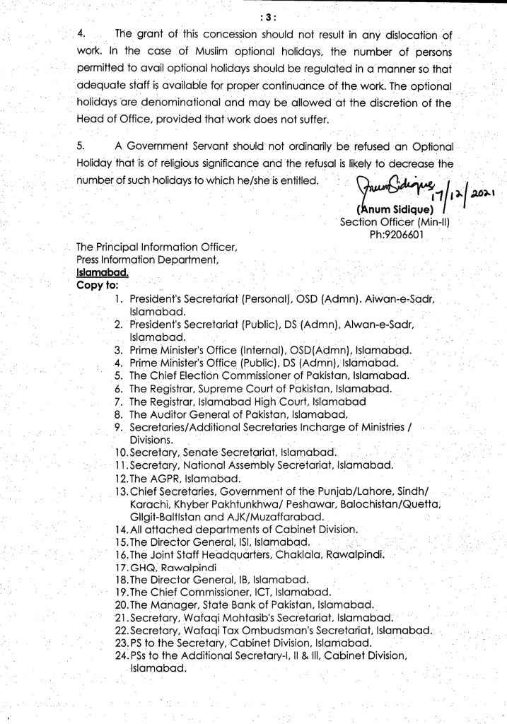 Pakistan Holidays Calendar 2022
