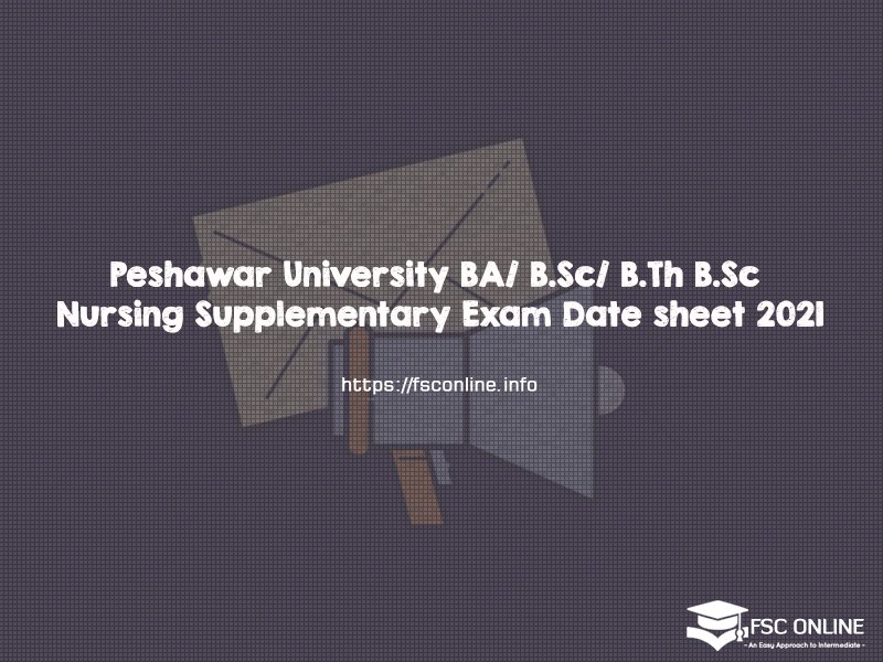 Peshawar University BA/ B.Sc/ B.Th B.Sc Nursing Supplementary Exam Date sheet 2021 Peshawar University BA/ B.Sc/ B.Th B.Sc Nursing Supplementary Exam Date sheet 2021