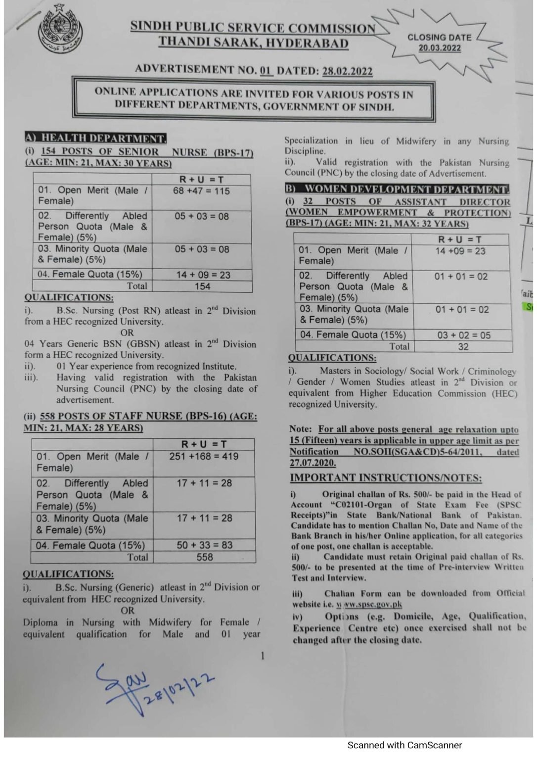 Sindh Public Service Commission Jobs 2022 | SPSC Advertisement No. 01/2022 Sindh Public Service Commission Jobs 2022 | SPSC Advertisement No. 01/2022