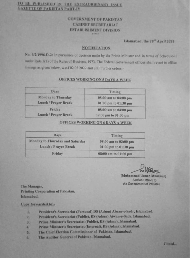 Government Notification Regarding Two weekly Holidays for Offices again