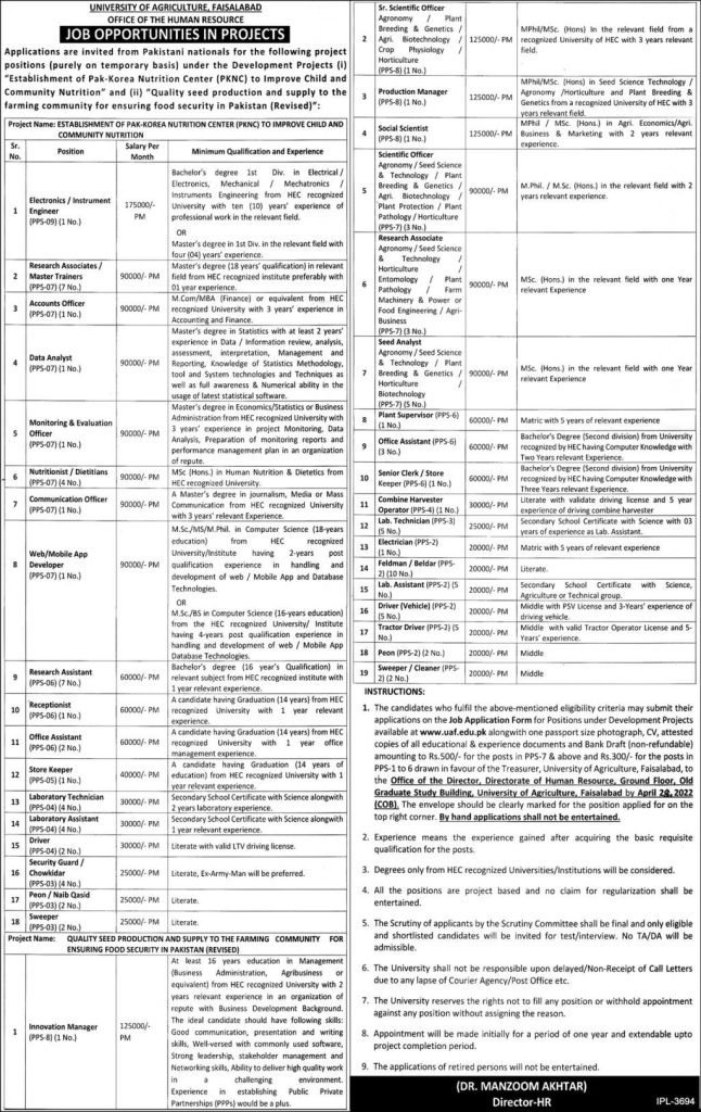University of Agriculture Faisalabad Latest April Jobs 2022 University of Agriculture Faisalabad Latest April Jobs 2022
