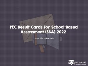 PEC Result Cards for School-Based Assessment (SBA) 2022