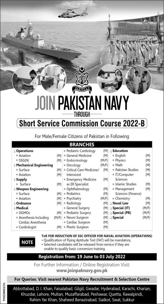 Join Pak Navy as Short Service Commission Course 2022-B Jobs