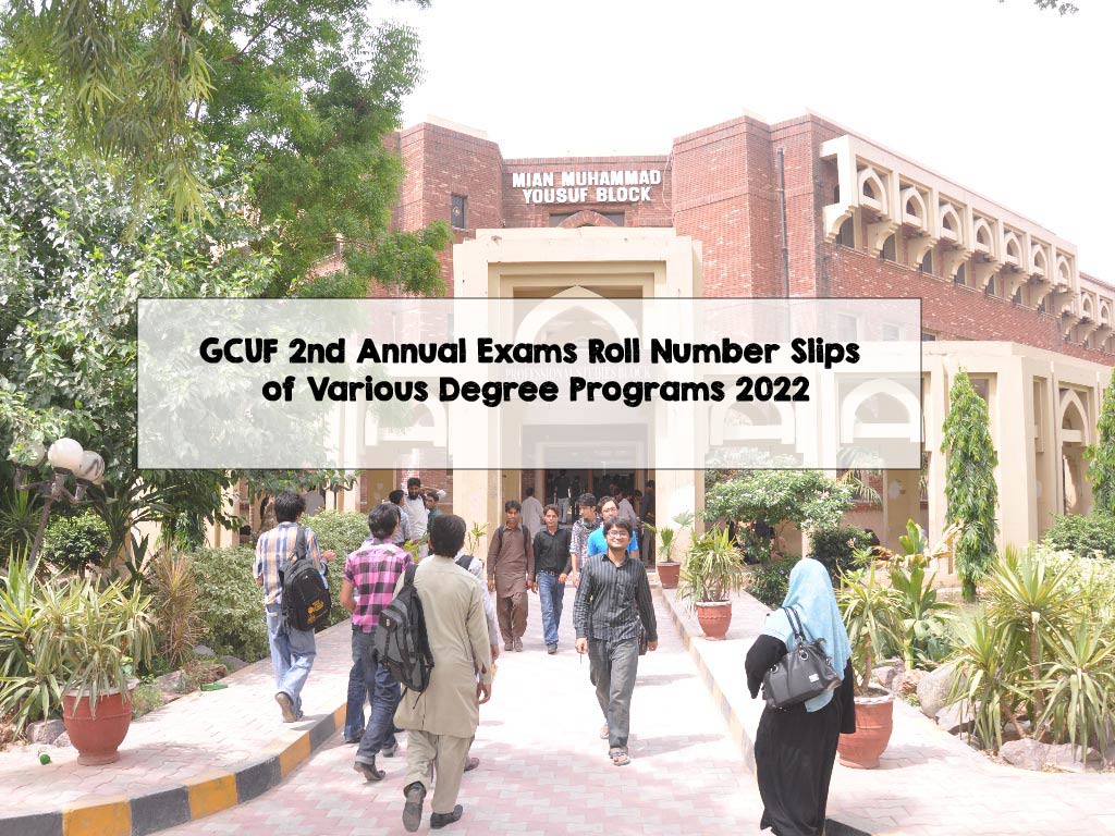 GCUF 2nd Annual Exams Roll Number Slips of Various Degree Programs 2022 GCUF 2nd Annual Exams Roll Number Slips of Various Degree Programs 2022